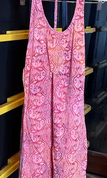 Miken Red, Orange & Blue Swirl Pattern Braided Racerback Swim Cover Up Size XL