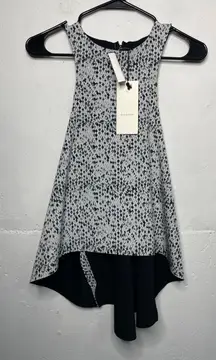 NEW Bec + Bridge Printed Fit and Flare Blouse Black White Size 8