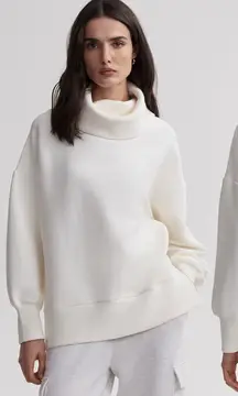 Varley Women’s Milton Sweatshirt Pullover Ottoman Turtleneck Side Zip in Egret S