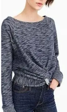 J. Crew Twist-front Sweatshirt Pullover Longsleeve Cropped in Vintage Indigo XXS