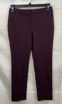 NEW Alfani women's deep red purple slim leg tummy control stretch casual pants 6