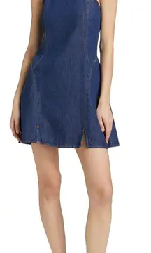 Re/Done Denim Split-Front Racerback Minidress Dress Blue Size Medium‎