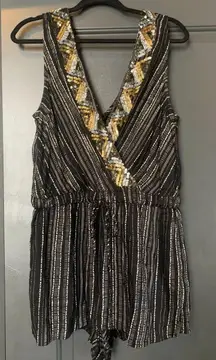 Ark & Co. Sequin Black and White Romper Size Large