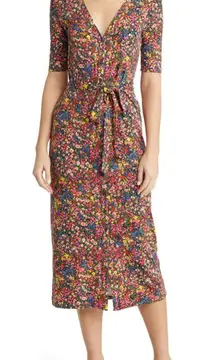Boden FLORAL PRINT JERSEY MIDI DRESS IN MULTI GARDENIA PETAL- NO BELT