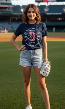 Soft As A Grape Women's T- Shirt Boston Red Sox Short Sleeve Blue Size Small