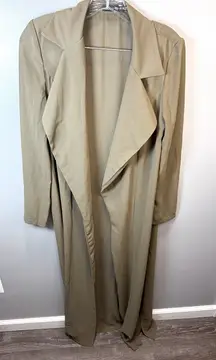 Naked Wardrobe Women's Olive Green Long Sheer‎ Duster Lightweight Sweater Small