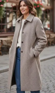 Gap vintage wool blend button front long coat small