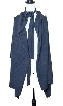 Brochu Walker Cape Size M/L Cashmere & Wool Gray Charcoal Poncho Vest Soft Open