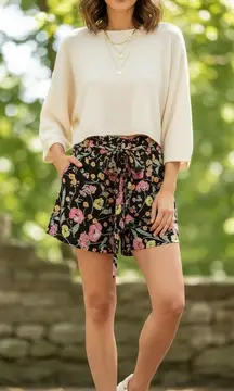 Lost + Wander Jungle Night Tie Shorts in Black Floral Multi Size Small NWT