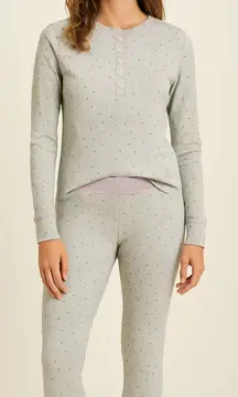 Boden Thermal Pajama Set Henley Top and Jogger Pants Grey Star Print Size US 6