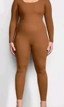 NEW SKIMS All-In-One Scoop Neck Long Sleeve Jumpsuit - Caramel Womens Size 2X