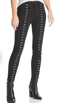 Pistola $218 Black Denim Jeans Kiera Pants Hook Eye Goth Grunge Rock Punk Skinny