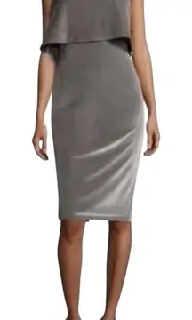 Likely Dress Women 4 Gray Silver Velvet Strapless Driggs Midi NWT Party Cocktail