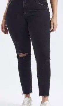 Abercrombie & Fitch Curve Love Skinny High Rise Jeans Black Destroy Denim 27 4L