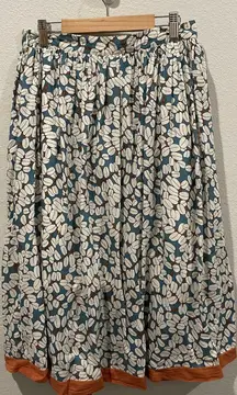 COMME TOI Antique White Coffee Green Brown Midi Skirt