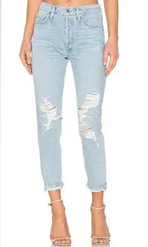 Jamie High Rise Classic Jeans in Ever More Light Wash Distressed 28