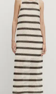 NWT Massimo Dutti‎ Striped Crochet Midi Dress Size Small
