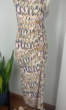 House of Harlow 1960 Abstract Print‎ Ruched Midi Dress Women's Size M