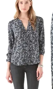 Theory Ruisa Caligula Multi Color Silk Blouse‎ Gray Blue Size XS