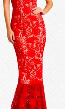 Dress the Population Sophia Mermaid Dress in Cherry Nude