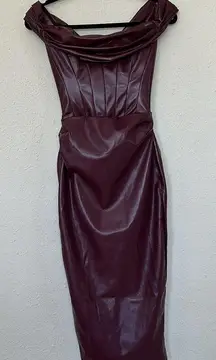 House Of CB  'Raven' Mulberry Vegan Leather Corset Dress NWT size XS