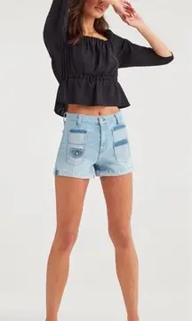 7 For All Mankind Jean Shorts 28 Patch Pocket NWT‎