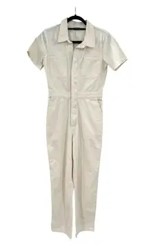 Urban Outfitters BDG Take Flight Jumpsuit Coverall Short Sleeve Cream Size Small