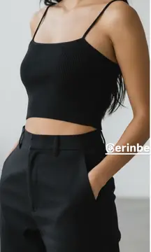 PROENZA SCHOULER WHITE LABEL Ribbed-Knit Tank Top Black