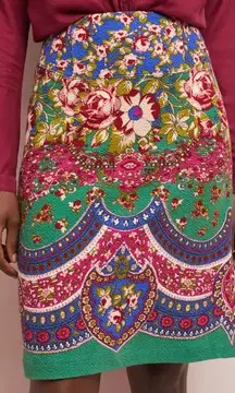 Anthropologie Maeve Sheffield Pencil Skirt Textured‎ Floral Print Size US 2