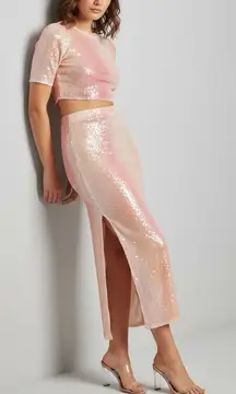 MISA LOS ANGELES Set Love Top & Aisha Skirt, Sequin Pink Ombré, XS
