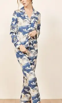 Reformation Angel Clouds Heaven Cherub Whimsical Print Classic Pajama PJ Set