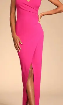 Sweetest Admirer Magenta Ruched Surplice Maxi Dress