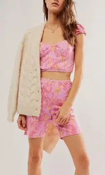 Free People Crop Top and‎ Bike Shorts Floral 2-piece Matching Set