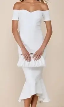 Lulus How Much I Care Ivory Off-The-Shoulder Midi Dress Size S