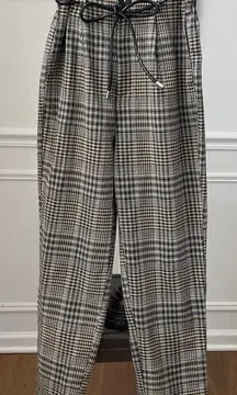 Strativarius Glenn Plaid Paper Bag Crop Trousers Pants XS