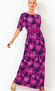 NWT Lilly Pulitzer Parigi Maxi Dress Low Tide Navy Lil Just Passion Through XXL