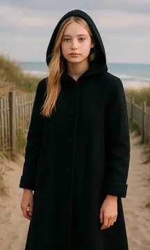 Vintage MDP Mario De Pinto Black Wool Velvet Dress Coat