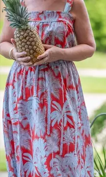 Talbots Womens Oasis Palm Voile Fit & Flare Lightweight Cotton Dress Sz‎ 12P NWT