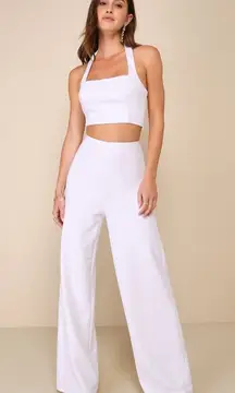 Lulus Only Tonight Ivory Two-Piece Wide-Leg Jumpsuit Party Cocktail Wedding XS