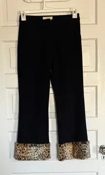 Black Pants with Leopard Print Cuffs