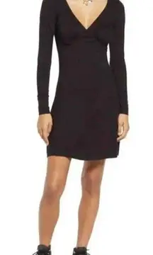 BP long sleeve mini dress Black XXSMALL V neck Flattering