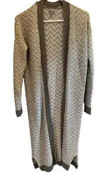 Aerie Chevron Shawl Collar Duster Cardigan Sweater Jacket Gray XS‎