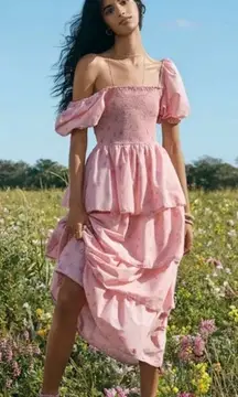 LoveShackFancy x Target “Simone” Tiered Maxi Dress Pink Floral Size L