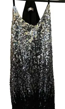 Maner Women's L Sparkly Sequin Ombré‎ Halter Party Dress Multicolor