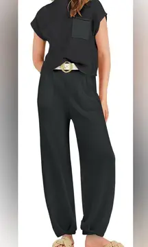 Coastal Lagenlook Cottagecore Women's 2pc Black Beach Sweater Outfit Set