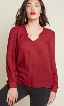 NWOT Comprehensive Charm Crimson Dark Red Sheer Blouse Medium New
