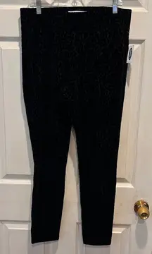 NWT Old Navy Stevie High Rise Velvet Leopard Print Pants Women Size L Black
