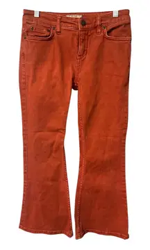 Free People Red/Orange Cropped Flare Jeans, Womens Size 25