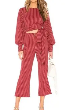 Tularosa Rachel Red Stripe High Rise Crop Zip 70s Disco Pants Small