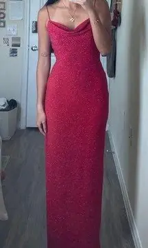 B. Smart  Red Sparkly Backless Prom Dress